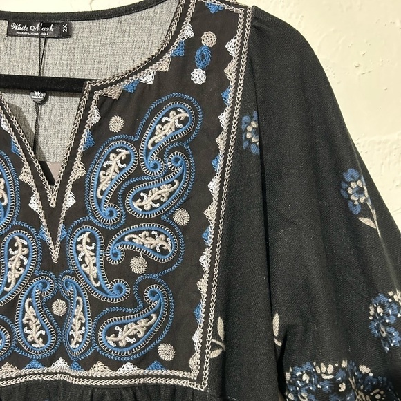 NWT White Mark Apolline Long Sleeve Bohemian Embroidered Sweater Dress Sz 2X - Picture 11 of 13